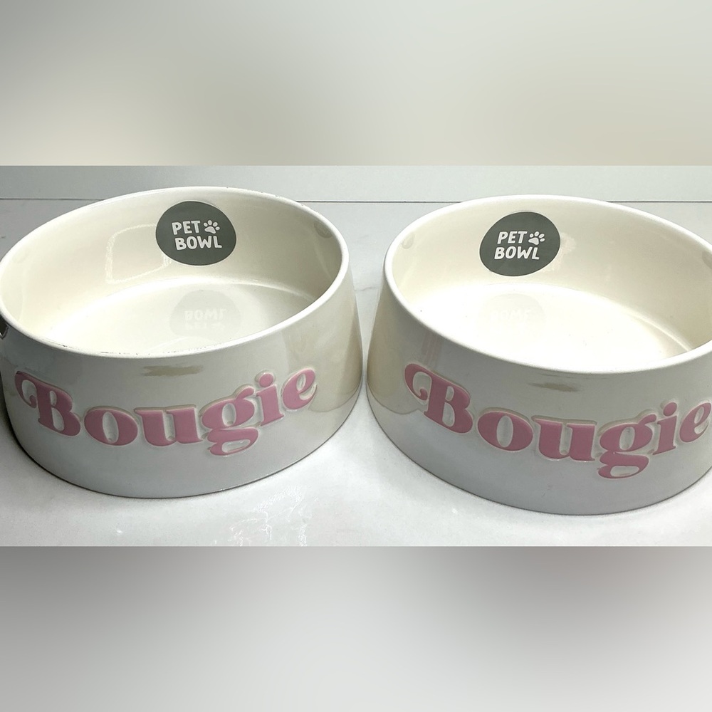 2 Rocky Bear Ceramic Pet Bowl Medium Bougie Hand Wash New